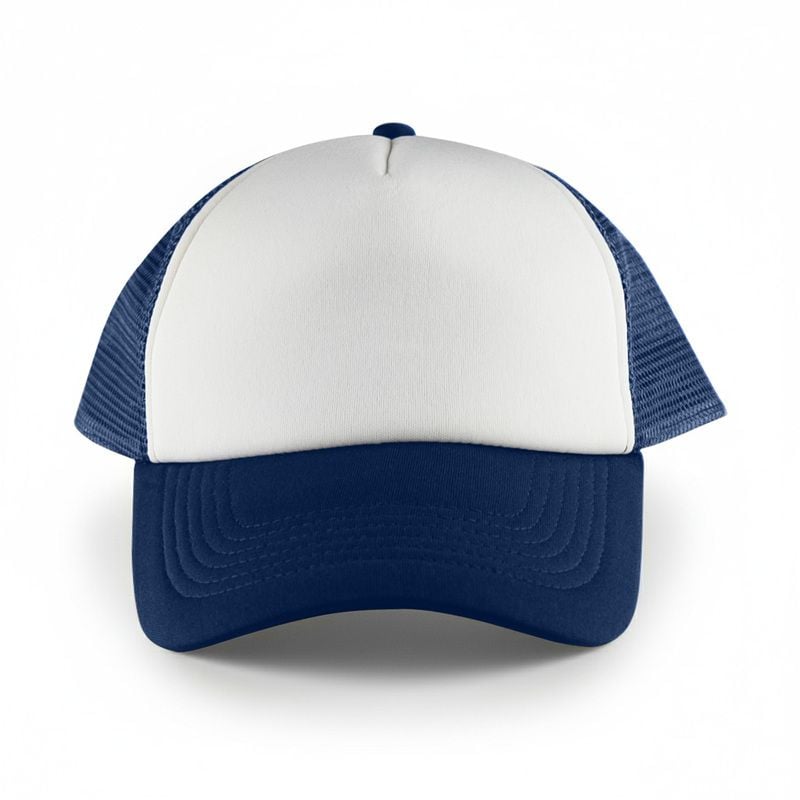 White Front 5 Panel Trucker Mesh Cap